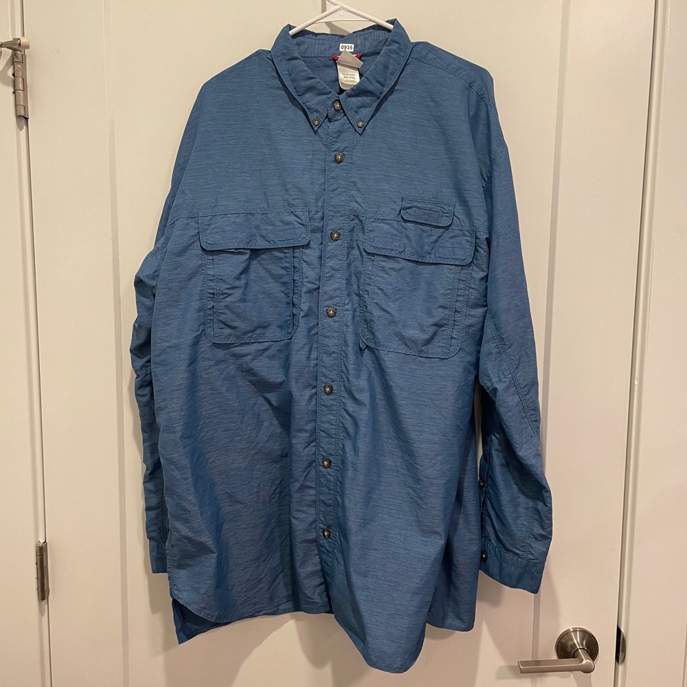 The North Face Mens XXL Blue Long Sleeve Fishing Shirt Ventilated Hiking Outdoor